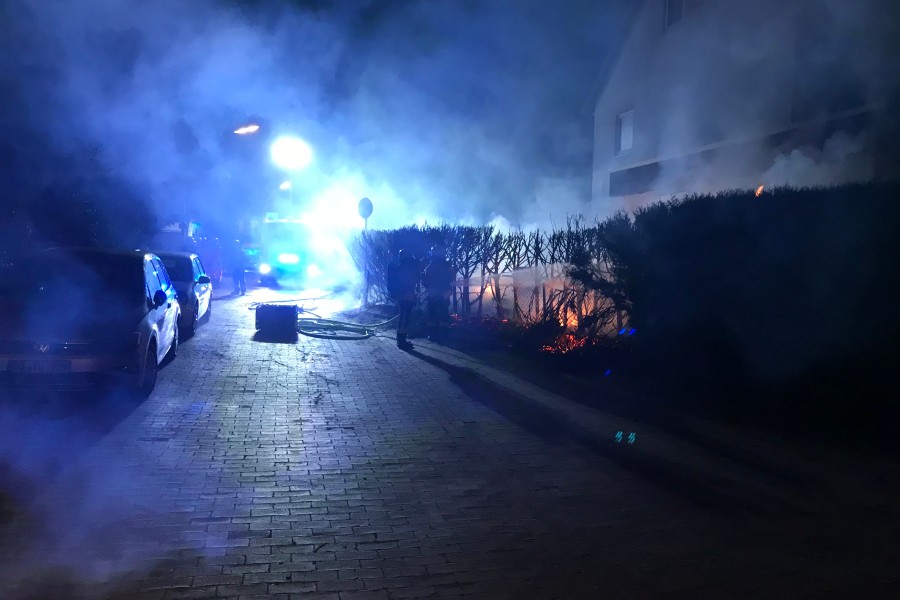 Eine Zypressenhecke in Braunschweig hatte am Samstagmorgen Feuer gefangen. 