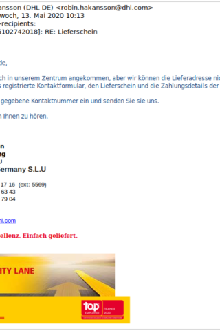 Das LKA warnt vor Spammails wie dieser.