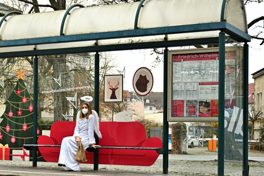 Ganz schön heimelig an der Haltestelle am Friedrich-Wilhelm-Platz in Braunschweig.