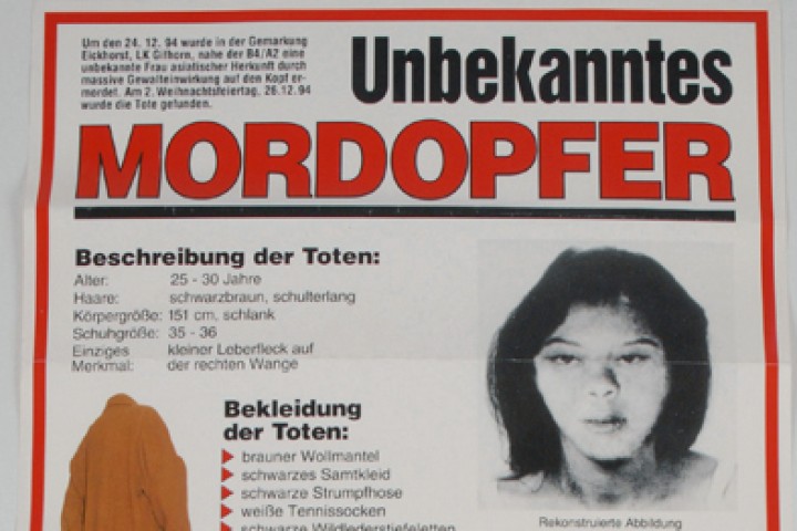 Mit diesem Fahndungsplakat hat die Polizei Gifhorn 1994/95 erfolglos versucht, die Identität des Mordopfers zu klären.