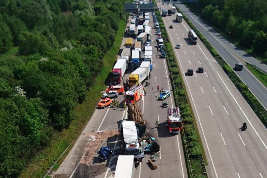 Ein Unfall am 11. Mai 2016 auf der A2