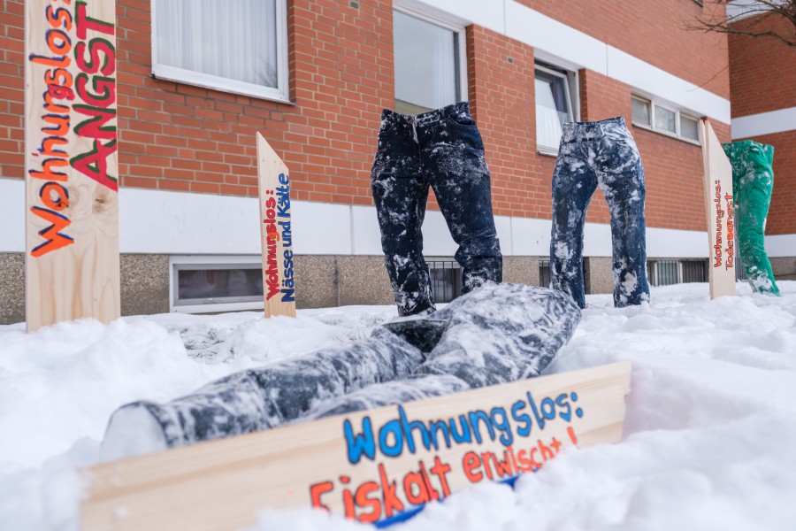 Obdachlose in Hannover machen mit einer Aktion auf sich und ihre Situation aufmerksam. 