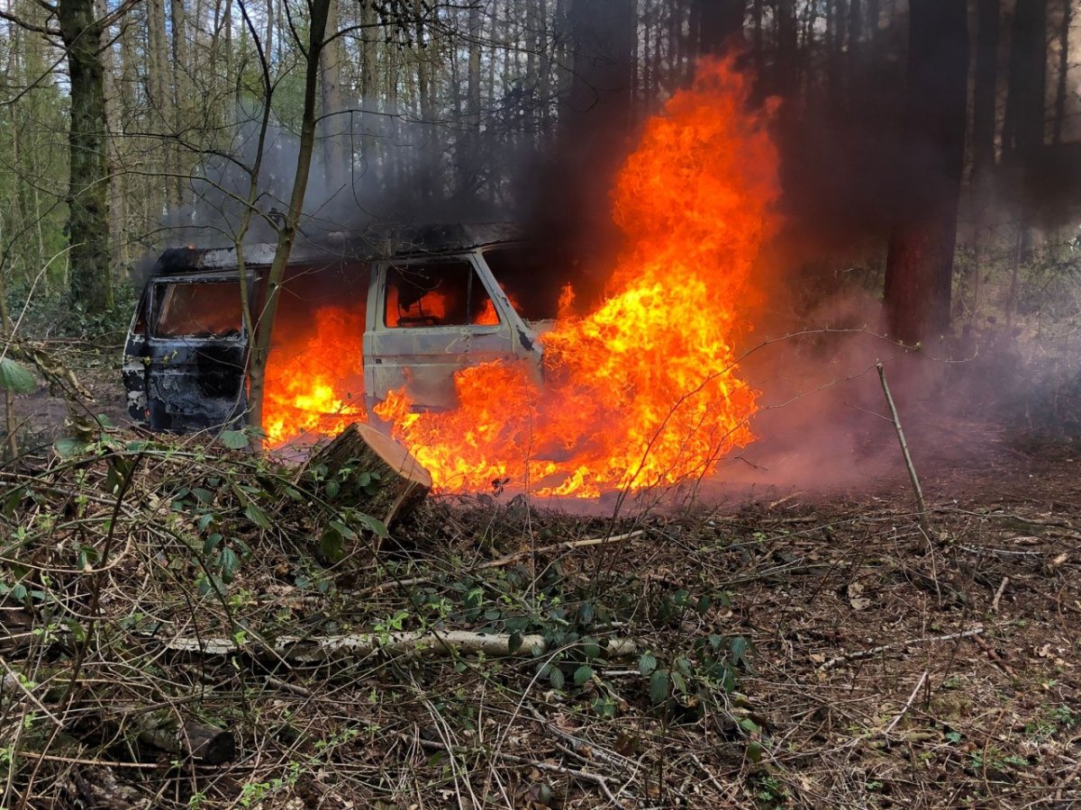 Oldtimer: VW Bulli brennt bei Ruppersdorf aus