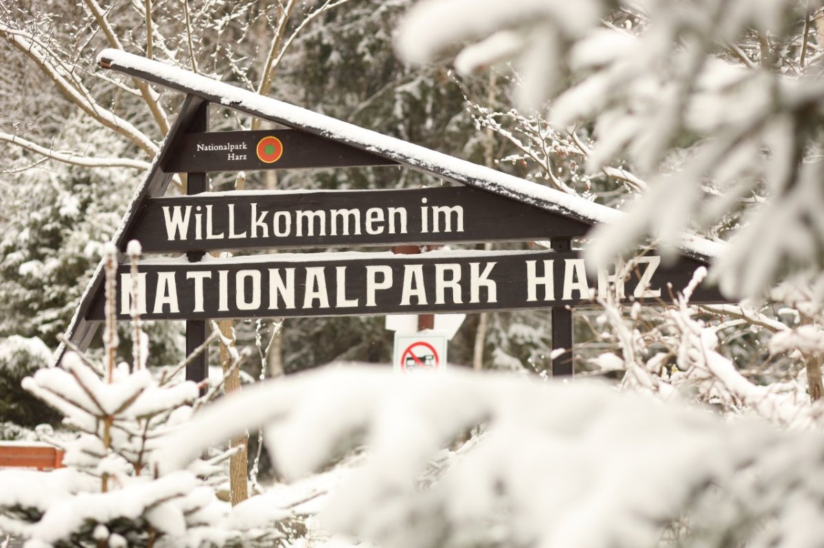 Willkommen im Harz Schild Winter
