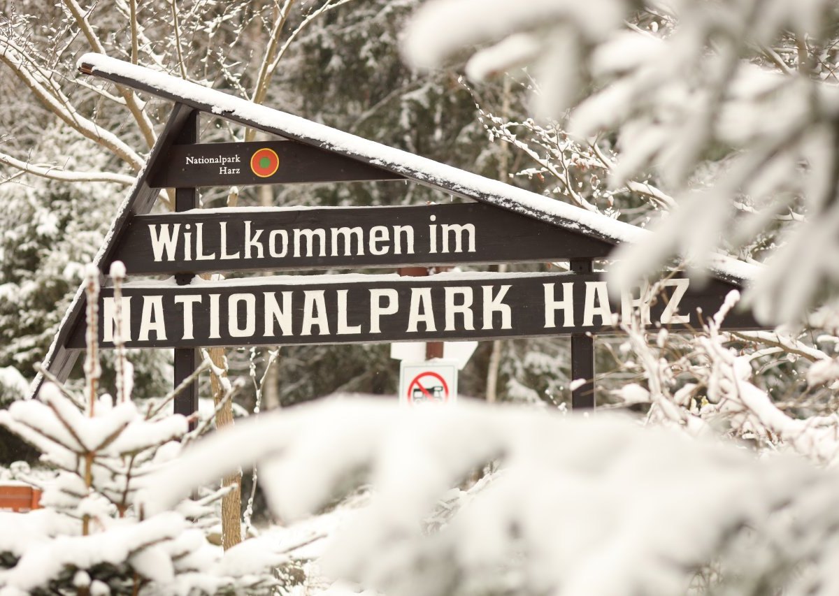 Willkommen im Harz Schild Winter