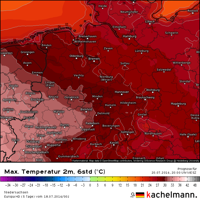 Höhepunkt der Wärme wird in Braunschweig am Mittwoch sein