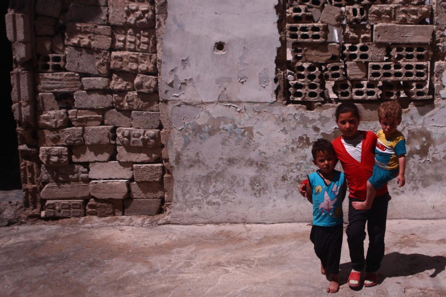 Kinder im zerstörten Damaskus.
