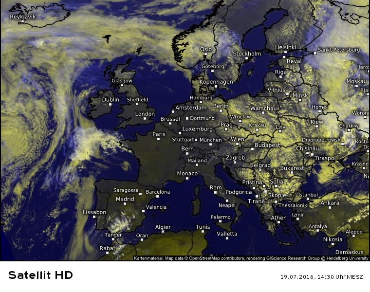 Ein seltener Anblick: Alle europäischen Küsten sind wolkenlos!