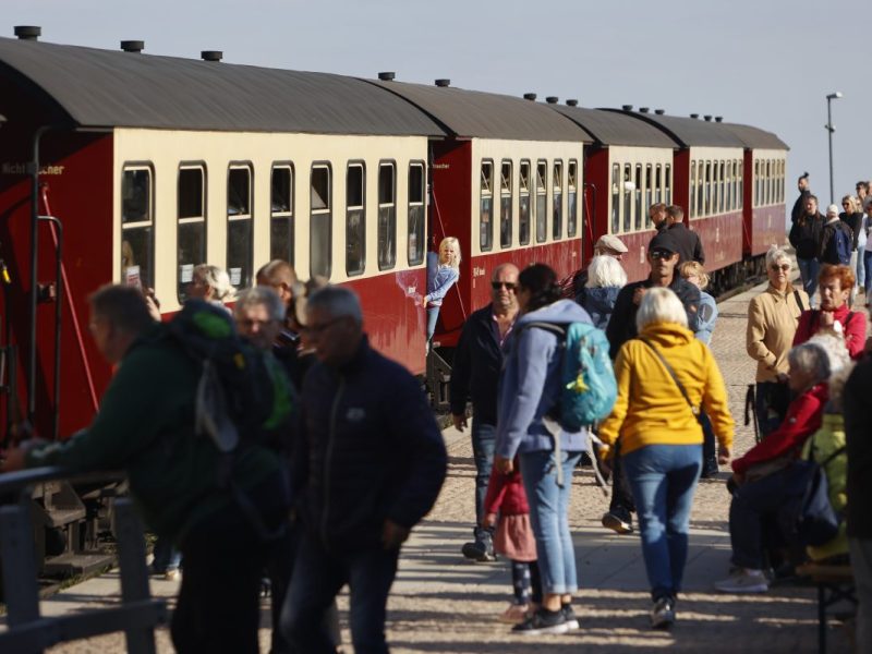 Fahrgäste der Harzer Schmalspurbahn und Brockenbesucher.