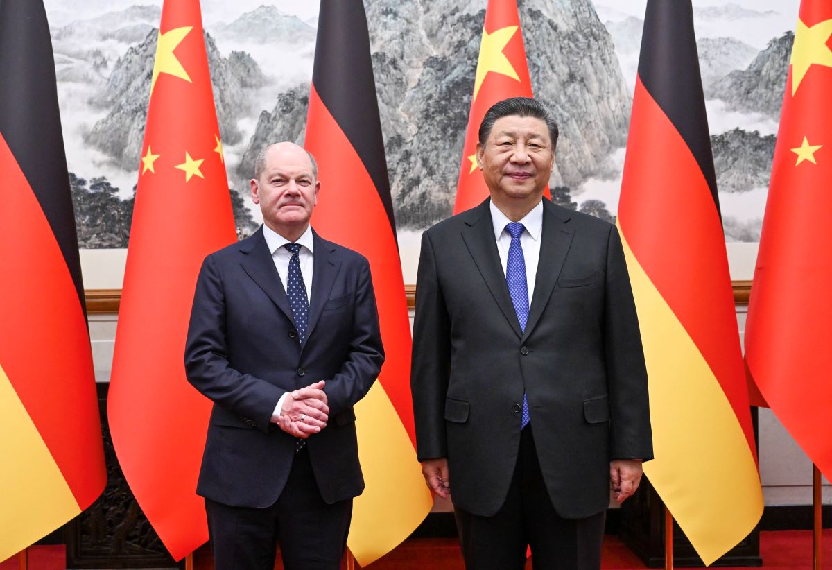 Olaf Scholz und Xi Jinping bei ihrem Treffen in China.